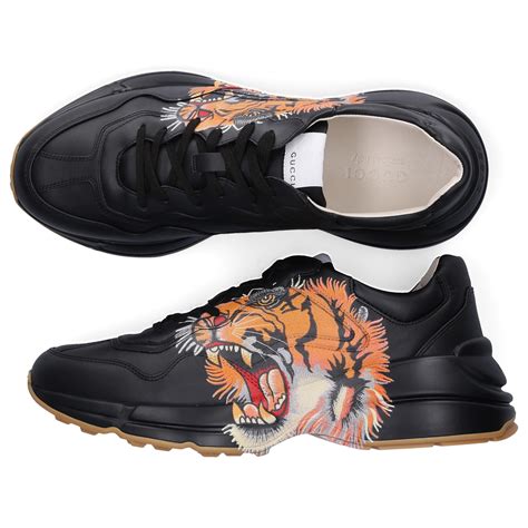 gucci tiger new ace leather sneakers|Gucci rhyton leather sneakers.